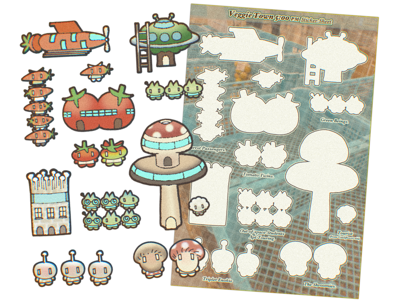 Veggie Town (5PM) Sticker Sheet